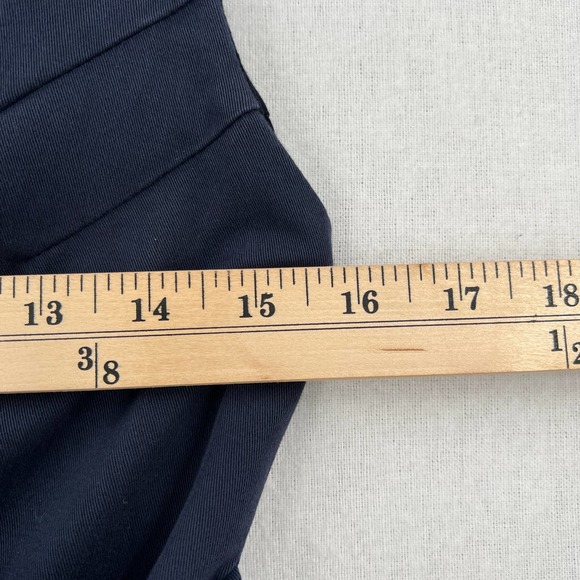 ANTHROPOLOGIE CHINO Jumpsuit Womens 2 Navy Blue Wrap Sleeveless Wide Leg Pockets - Picture 13 of 16